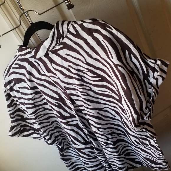 Charter Club 100% Linen Luxury Zebra Print Blouse XL - Picture 6 of 13